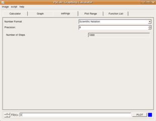 screen shot of calculator configuration screen